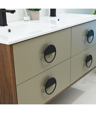 Meuble salle de bain double vasque bois et vert LB-1002-120