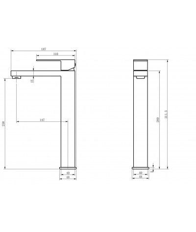 Robinet, mitigeur rehaussé carré design cuivré LB-M8141RGY
