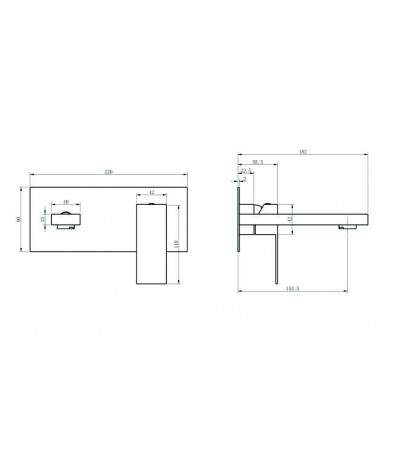 Robinet, mitigeur encastrable carré design noir, LB-M811017B
