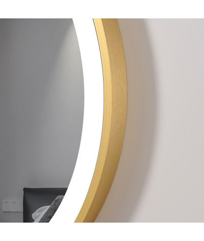 Miroir salle de bain LED ovale anti buée avec cadre en aluminium doré LB-4671G
