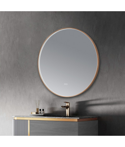 Miroir salle de bain LED rond cuivré avec anti buée