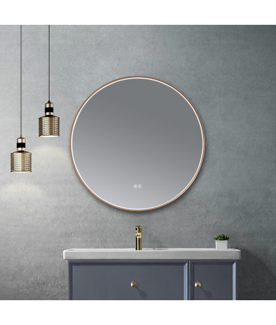 Miroir salle de bain LED rond cuivré avec anti buée
