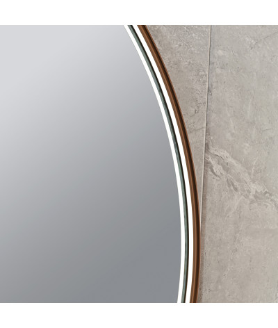Miroir salle de bain LED rond cuivré avec anti buée