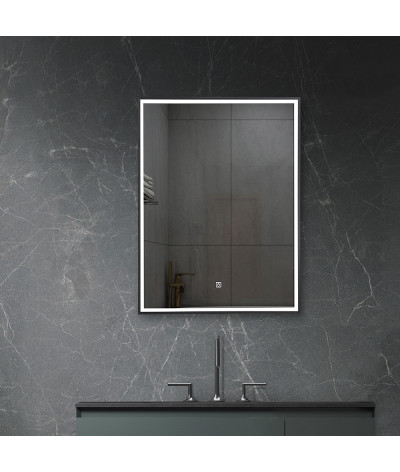 Miroir salle de bain LED anti buée avec cadre noir LB-126080B