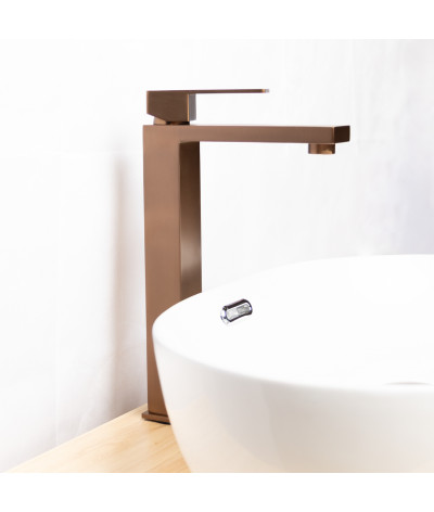 Robinet, mitigeur rehaussé carré design cuivré LB-M8141RGY