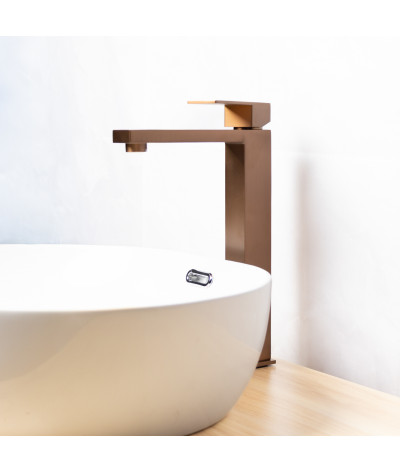 Robinet, mitigeur rehaussé carré design cuivré LB-M8141RGY