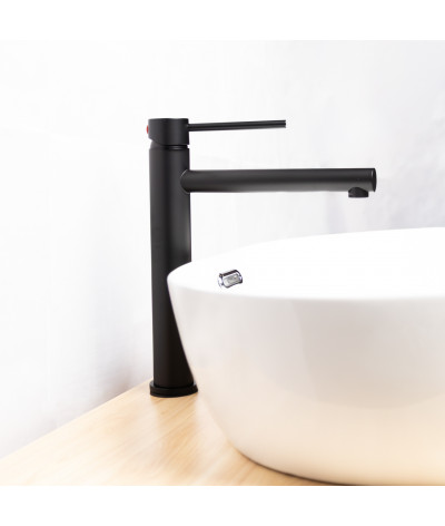 Robinet, mitigeur rond rehaussé design noir LB-M8159B