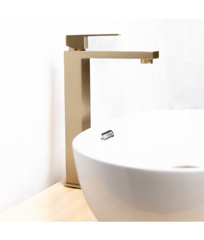Robinet, mitigeur rehaussé carré design doré LB-M8141GY