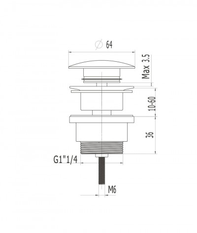 Bonde de lavabo, évier sans trop plein doré