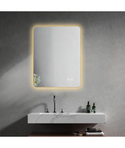 Miroir salle de bain LED rectangulaire anti buée avec cadre Noir LB-4684G
