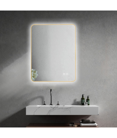 Miroir salle de bain LED rectangulaire anti buée avec cadre Noir LB-4684G