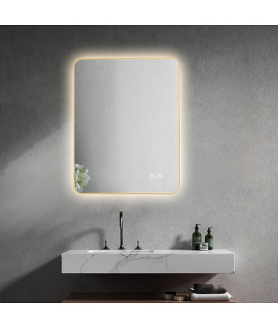 Miroir salle de bain LED rectangulaire anti buée avec cadre Noir LB-4684G