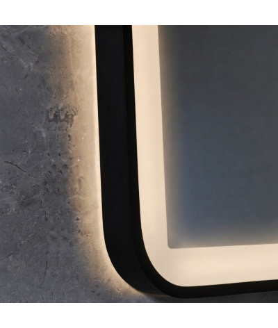 Miroir salle de bain LED anti buée avec cadre en aluminium noir et loupe x3 LB-4685B
