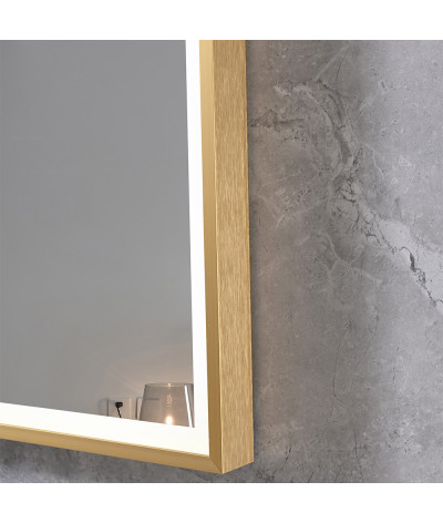 Miroir salle de bain LED anti buée avec cadre doré LB-126080G