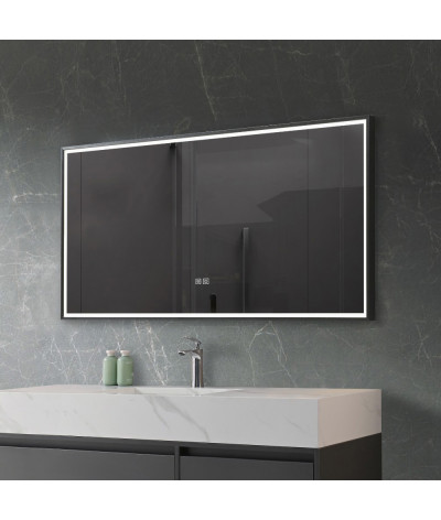 Miroir salle de bain LED anti buée avec cadre noir LB-126080B