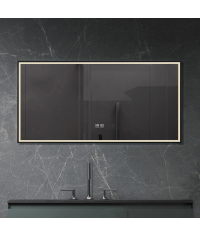 Miroir salle de bain LED anti buée avec cadre noir LB-126080B