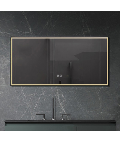 Miroir salle de bain LED anti buée avec cadre noir LB-126080B