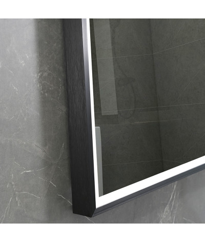 Miroir salle de bain LED anti buée avec cadre noir LB-126080B