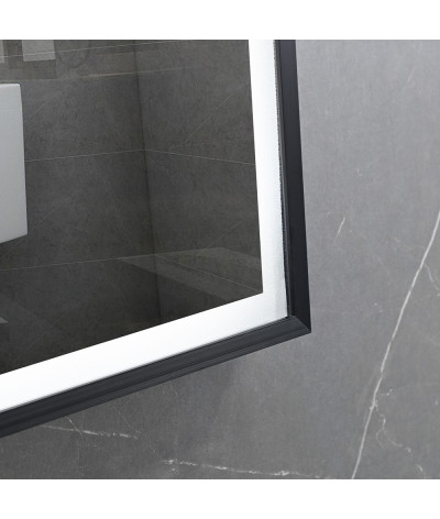 Miroir salle de bain LED anti buée avec cadre noir LB-126080B