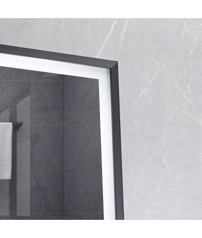 Miroir salle de bain LED anti buée avec cadre noir LB-126080B