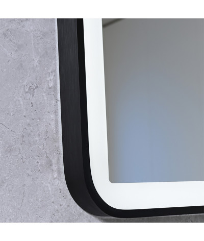 Miroir salle de bain LED anti buée avec cadre en aluminium noir et loupe x3 LB-4685B