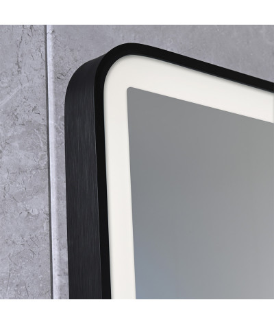 Miroir salle de bain LED anti buée avec cadre en aluminium noir et loupe x3 LB-4685B