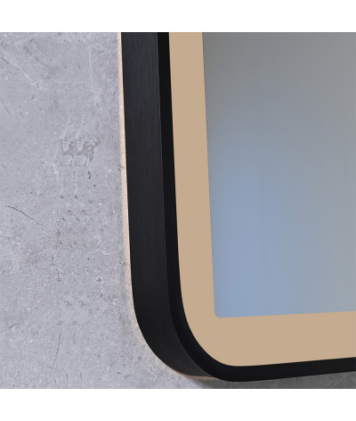 Miroir salle de bain LED anti buée avec cadre en aluminium noir et loupe x3 LB-4685B