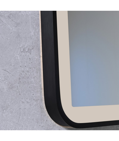 Miroir salle de bain LED anti buée avec cadre en aluminium noir et loupe x3 LB-4685B