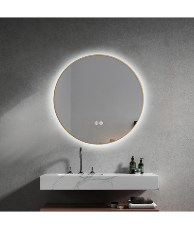 Miroir de bain LED rond anti buée avec cadre doré LB-4647GA