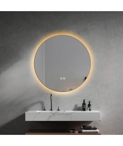 Miroir de bain LED rond anti buée avec cadre doré LB-4647GA