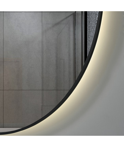 Miroir salle de bain LED rond anti buée avec cadre noir LB-4647BA