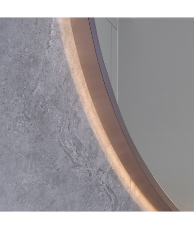 Miroir salle de bain LED rond anti buée avec cadre cuivré LB-4647RG