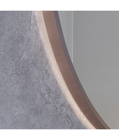 Miroir salle de bain LED rond anti buée avec cadre cuivré LB-4647RG