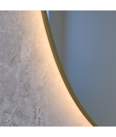 Miroir salle de bain LED ovale anti buée avec cadre doré LB-4646G