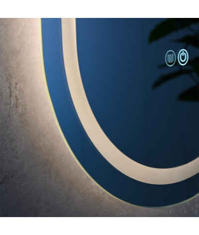Miroir salle de bain LED ovale anti buée et LED 3 couleurs LB-4958