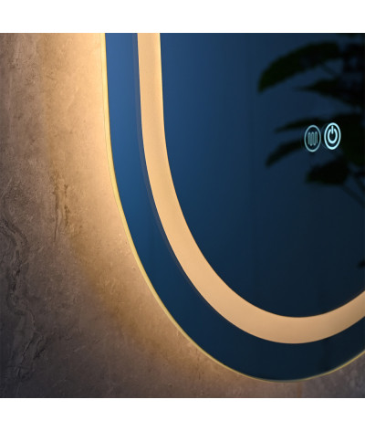 Miroir salle de bain LED ovale anti buée et LED 3 couleurs LB-4958