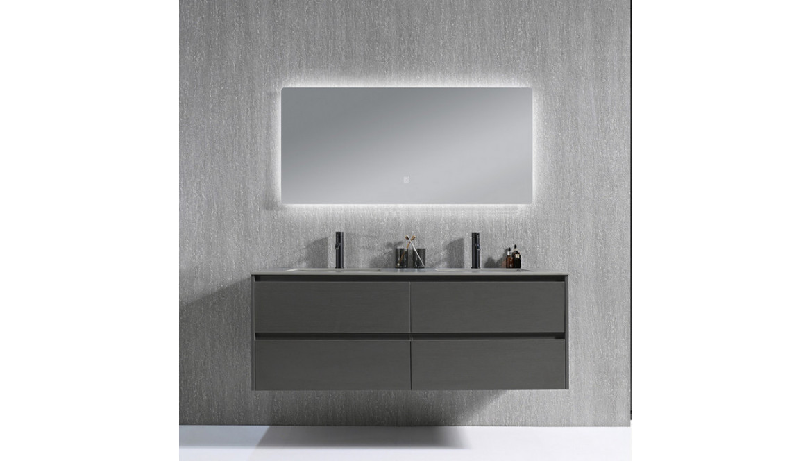 Meuble Salle de Bain Double Vasque Gris Effet Marbre : Style et Praticité